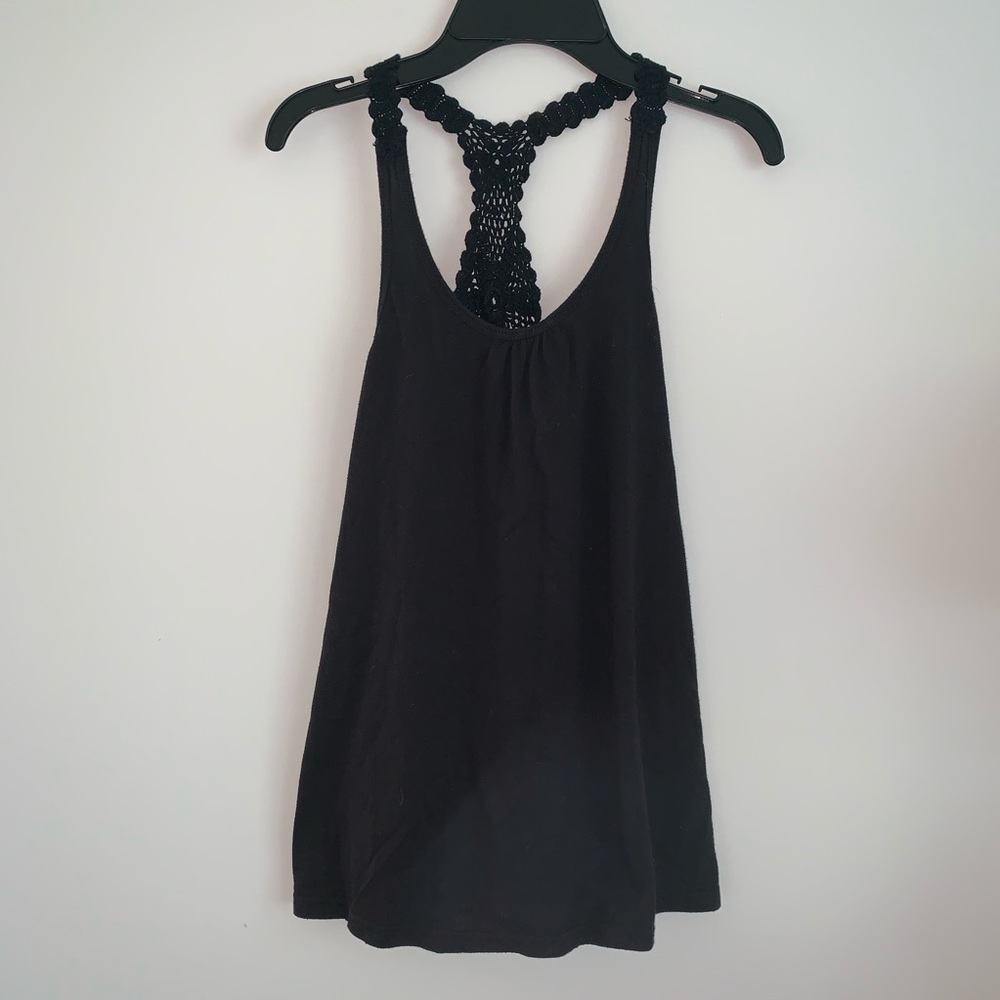 Kid’s Black Crochet Razorback Tank